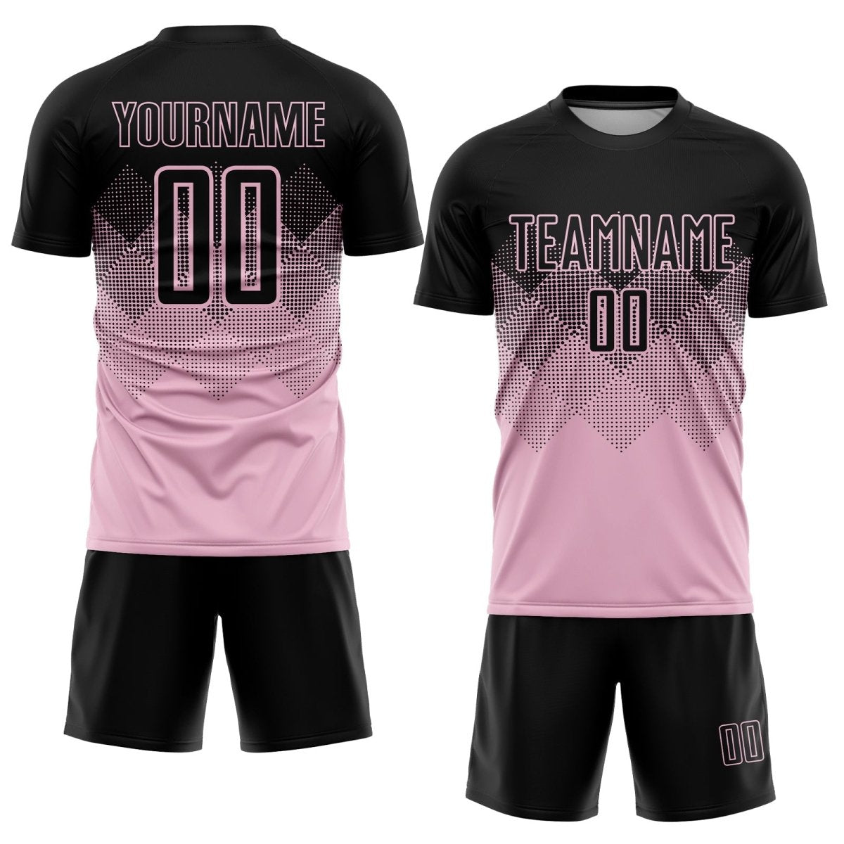 Benutzerdefiniertes hellrosa - schwarzes Sublimations - Fußballtrikot W148 - Climcat