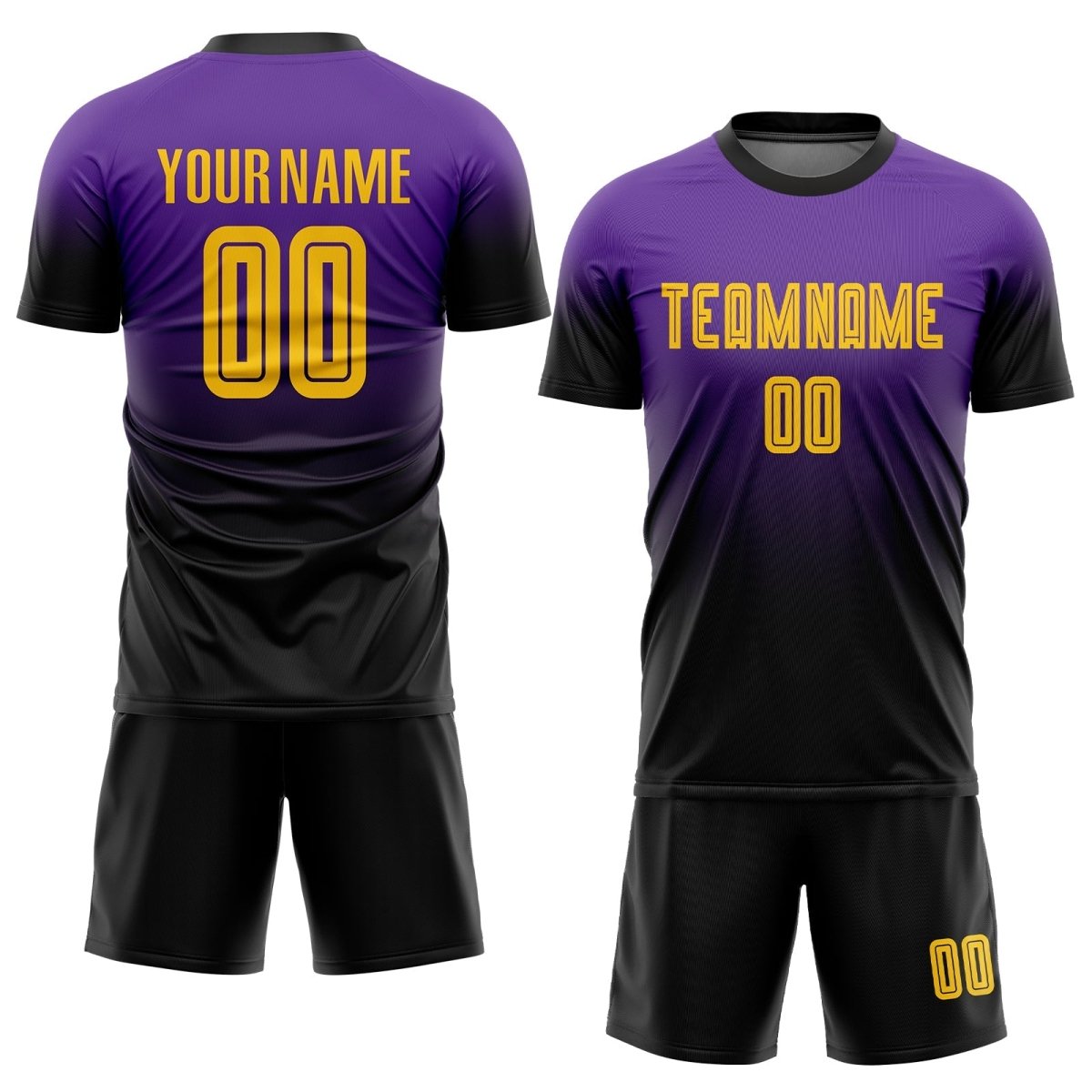 Benutzerdefiniertes lila - gold - schwarzes Sublimations - Fade - Fashion - Fußballtrikot M118 - Climcat