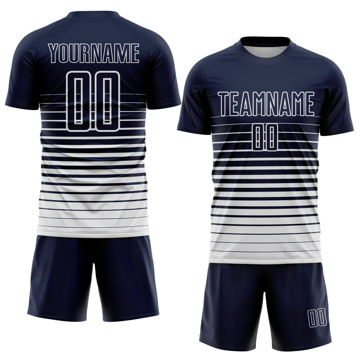 Benutzerdefiniertes Navy - Weißes Streifen - Fade Fashion Sublimation Fußballtrikot I891 - Climcat