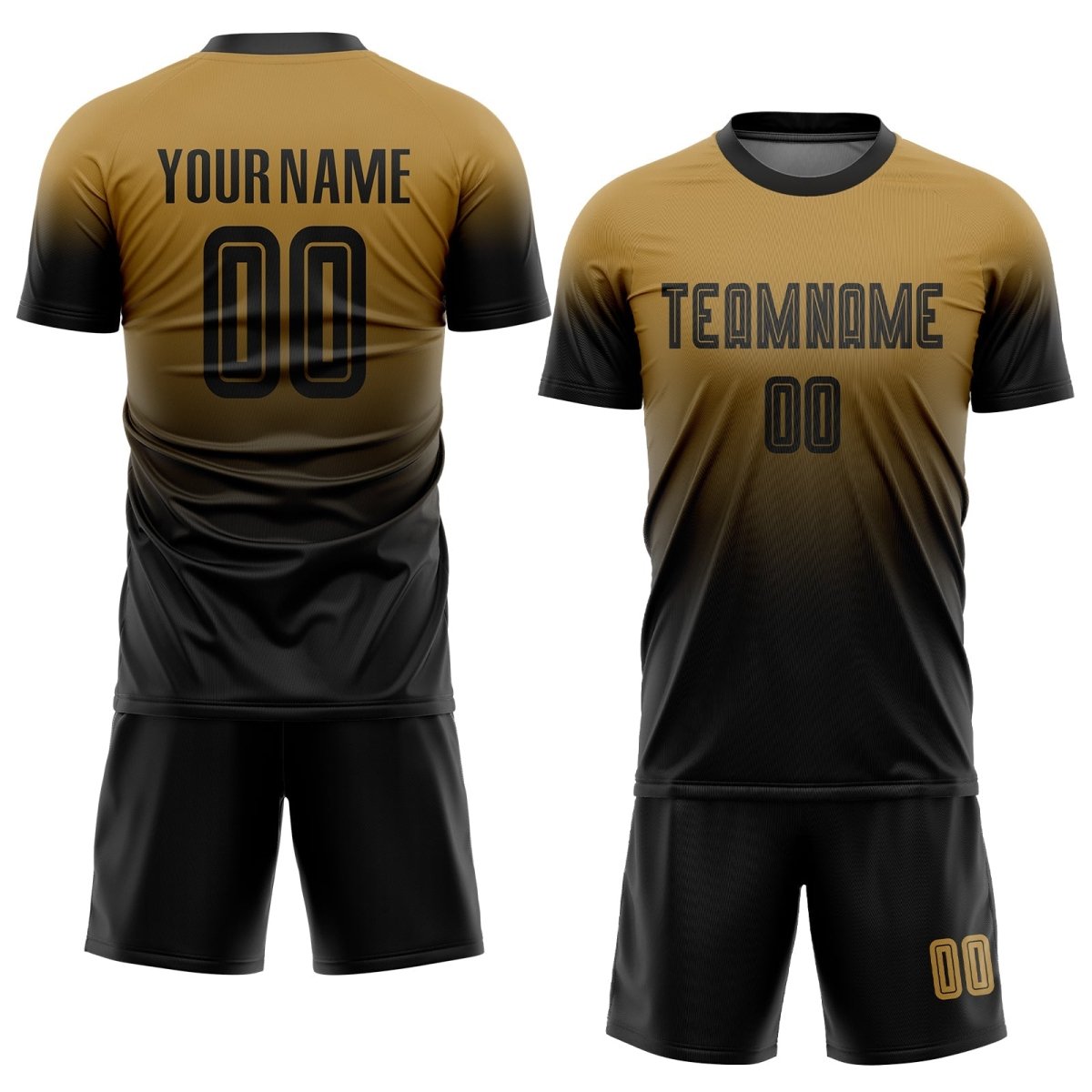 Benutzerdefiniertes Old Gold Schwarz Sublimations - Gradient - Fashion Fußballtrikot Q901 - Climcat
