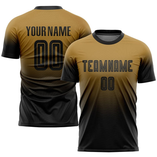 Benutzerdefiniertes Old Gold Schwarz Sublimations - Gradient - Fashion Fußballtrikot Q901 - Climcat