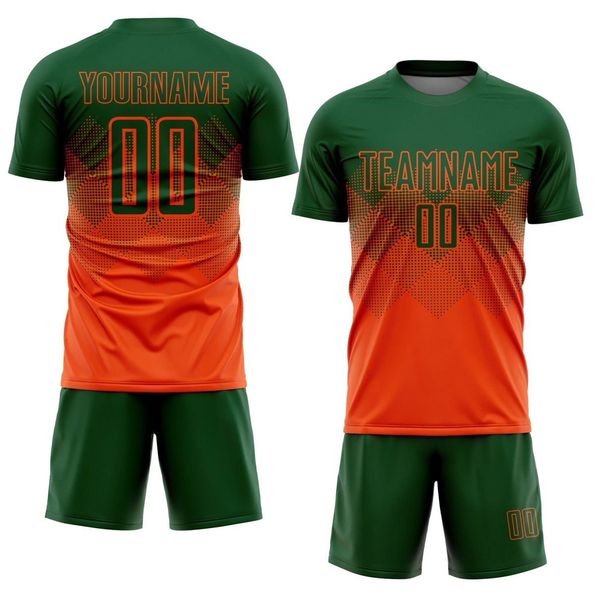Benutzerdefiniertes Orange - Grünes Sublimations - Fußballtrikot J206 - Climcat