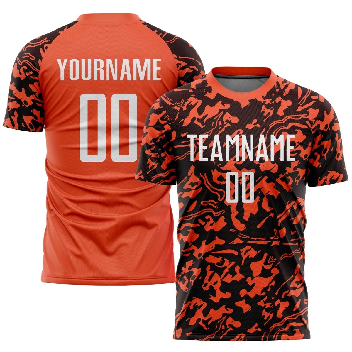 Benutzerdefiniertes Orange - Weiß - Schwarz Sublimations - Fußballtrikot D841 - Climcat
