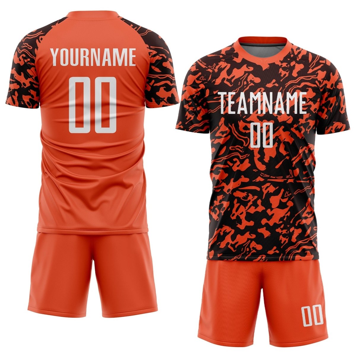 Benutzerdefiniertes Orange - Weiß - Schwarz Sublimations - Fußballtrikot D841 - Climcat