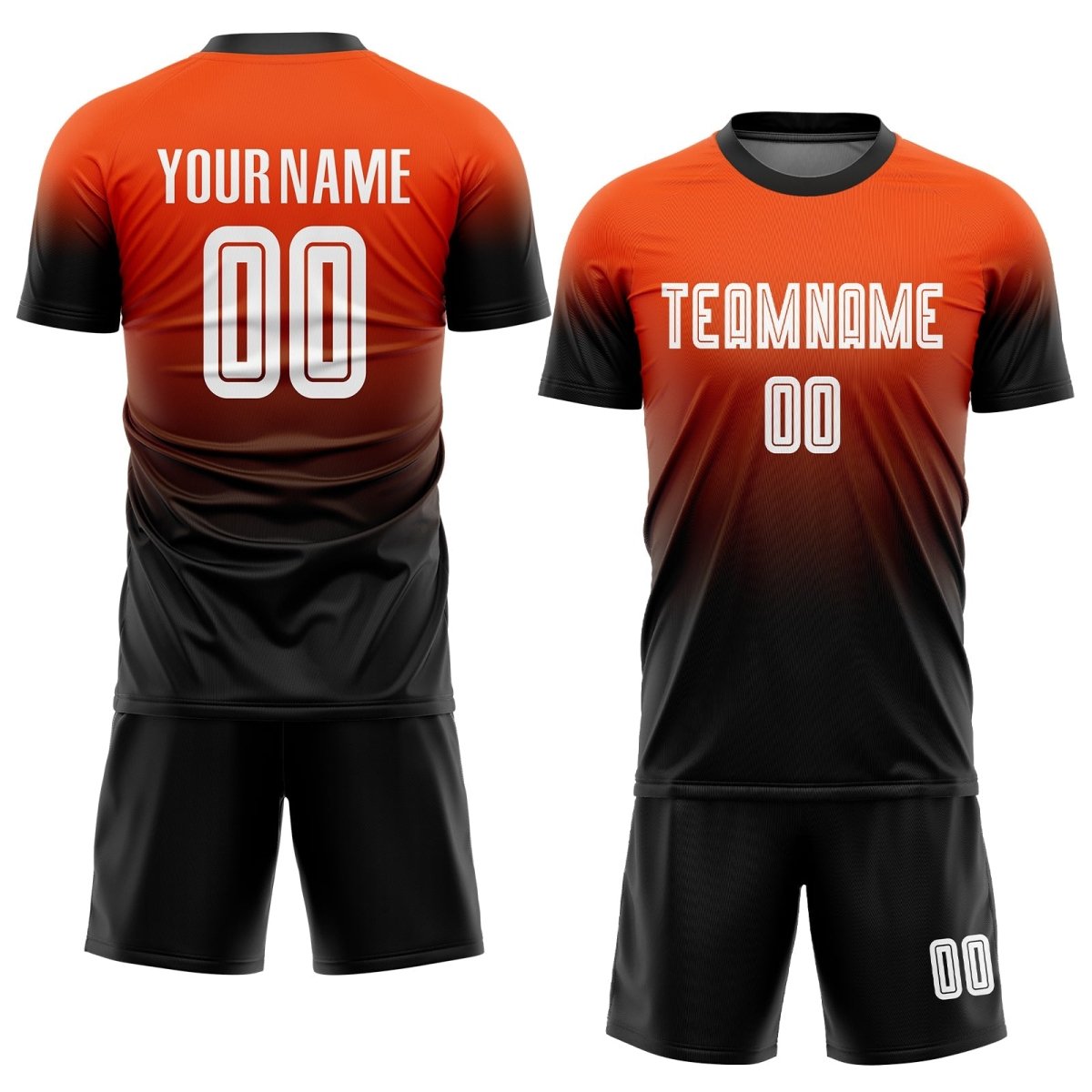 Benutzerdefiniertes orange - weiß - schwarzes Sublimation Fade Fashion Fußballtrikot H246 - Climcat