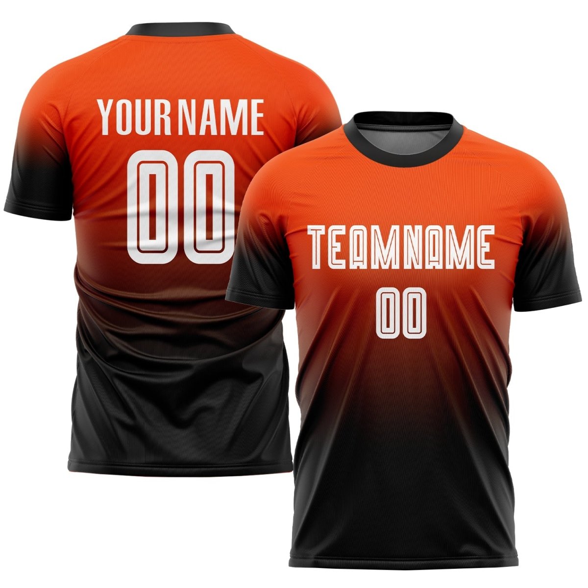 Benutzerdefiniertes orange - weiß - schwarzes Sublimation Fade Fashion Fußballtrikot H246 - Climcat