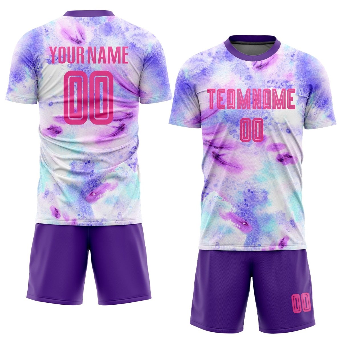 Benutzerdefiniertes Pink - Purpur Tie - Dye Sublimation Fußballtrikot Q628 - Climcat