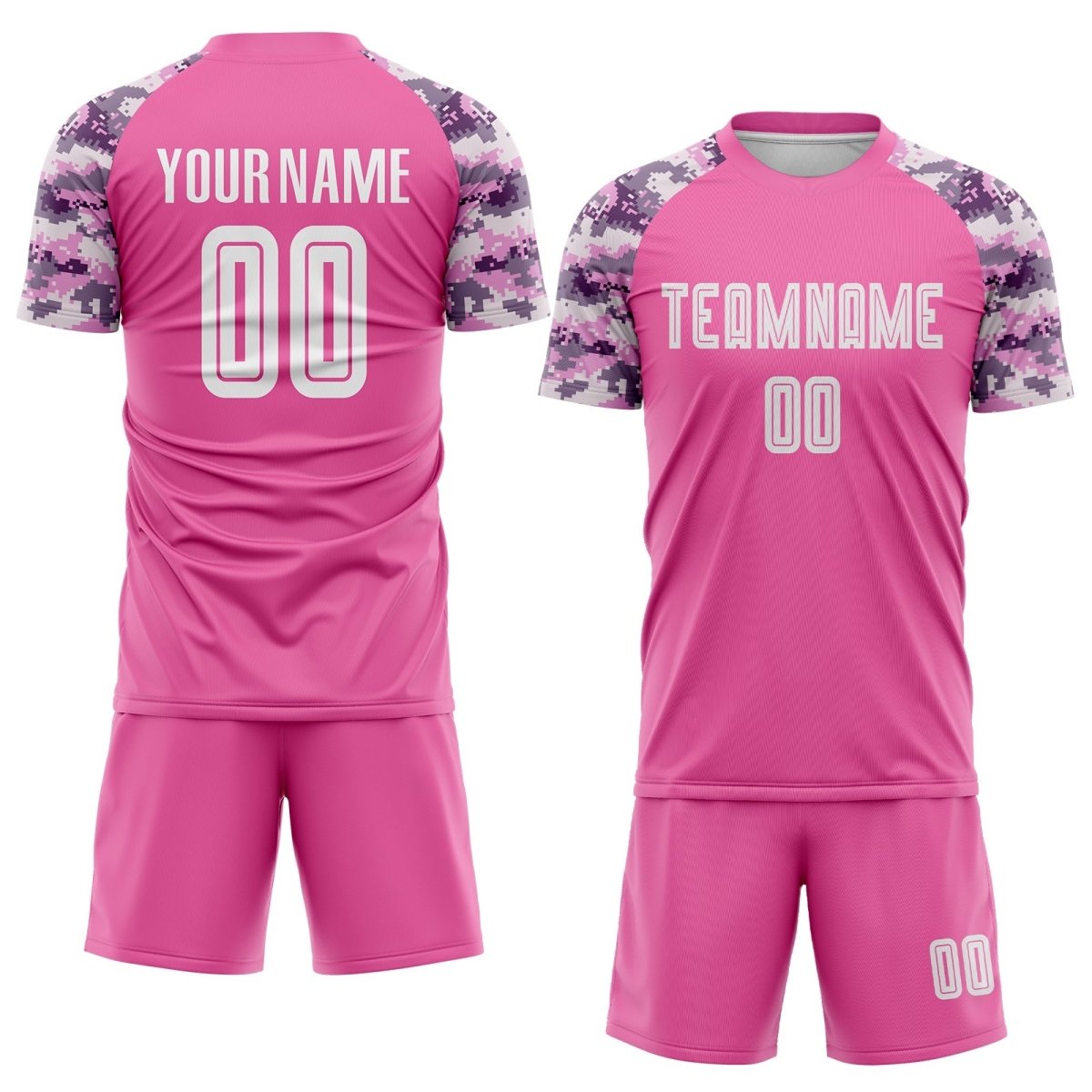 Benutzerdefiniertes Pink - Weiß - Camo Sublimations - Fußballtrikot H258 - Climcat