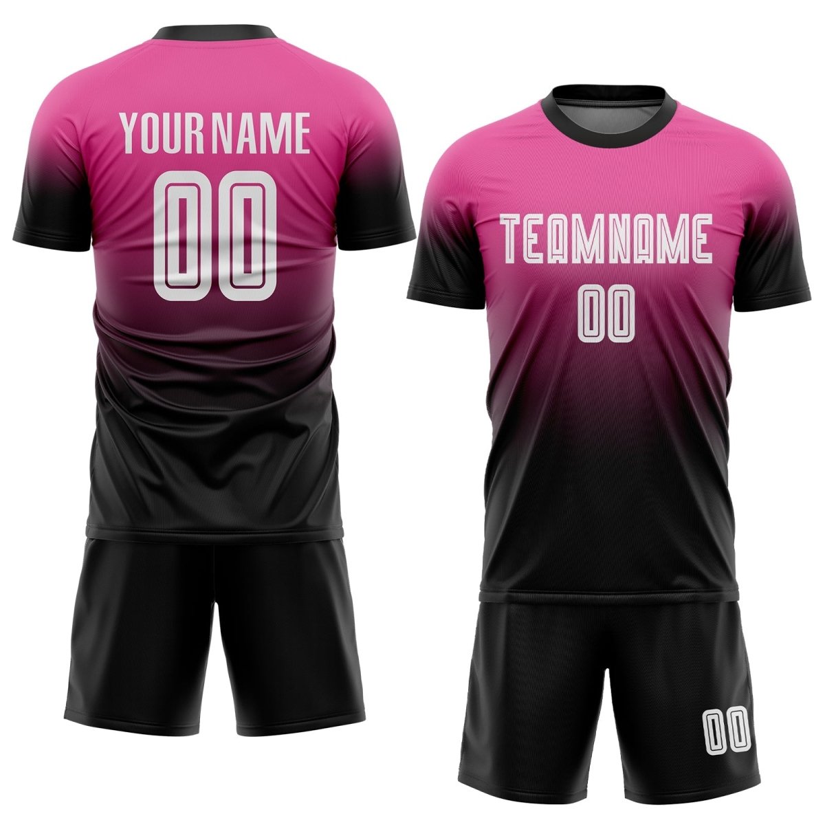 Benutzerdefiniertes Pink - Weiß - Schwarz Sublimation Fade Fashion Fußballtrikot Z464 - Climcat