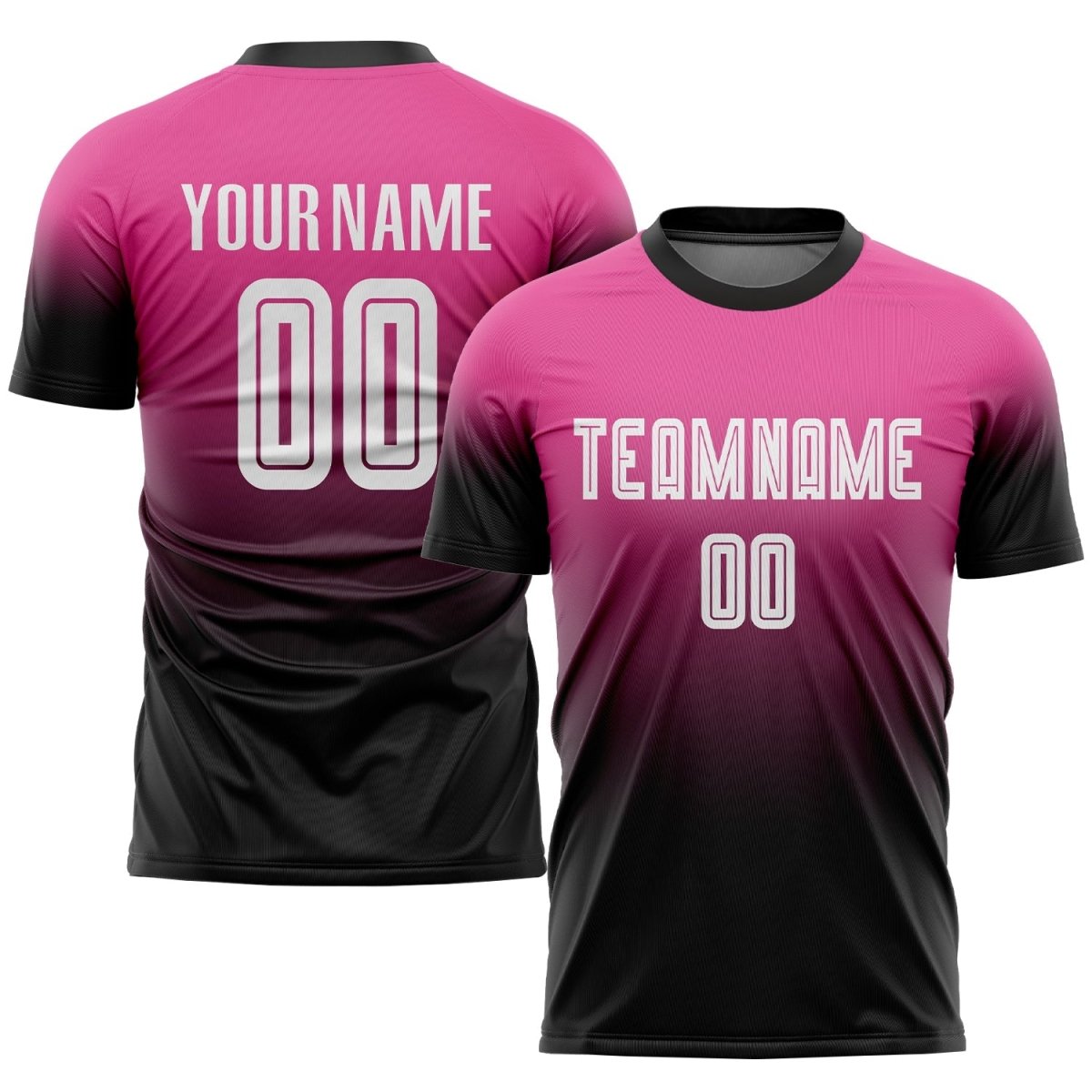 Benutzerdefiniertes Pink - Weiß - Schwarz Sublimation Fade Fashion Fußballtrikot Z464 - Climcat