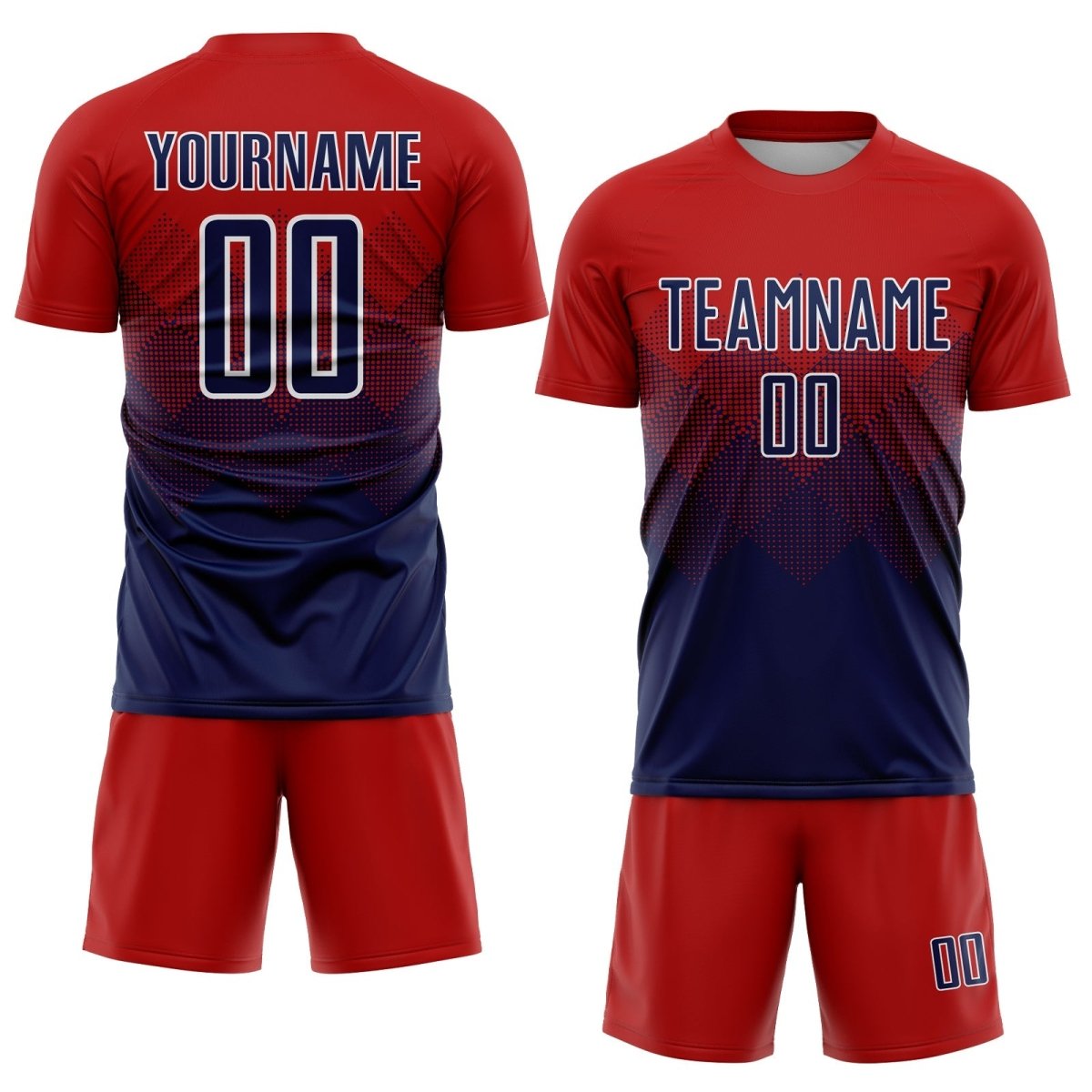 Benutzerdefiniertes Rot - Navy - Weiß Sublimations - Fußballtrikot B371 - Climcat