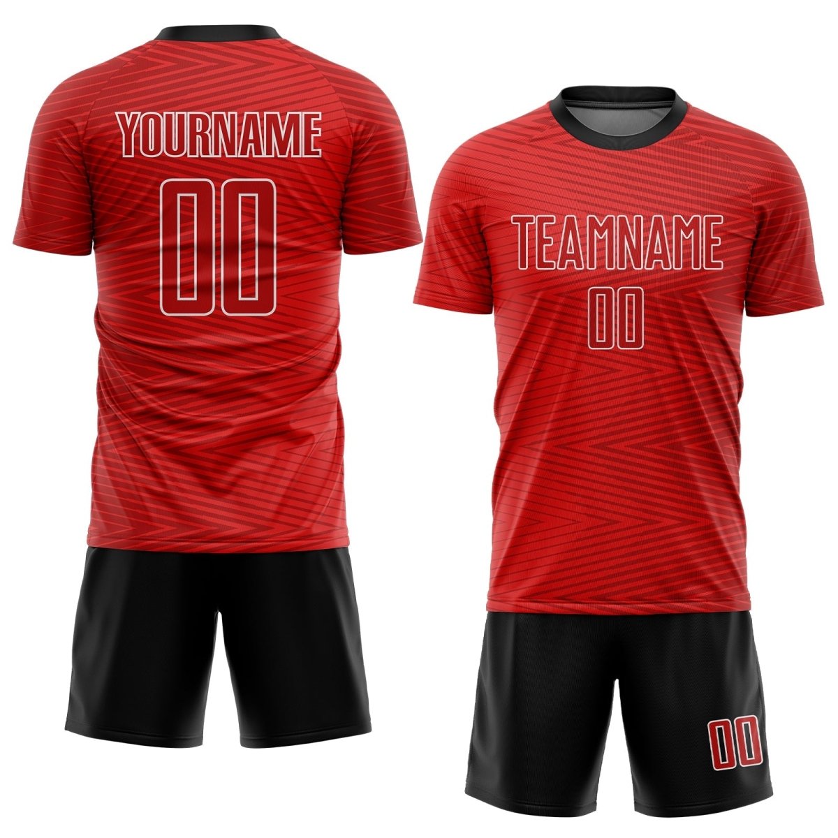 Benutzerdefiniertes Rot - Rot - Schwarz Sublimations - Fußballtrikot S631 - Climcat