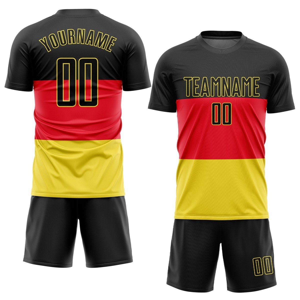 Benutzerdefiniertes Rot - Schwarz - Gold Sublimations - Trikot für die deutsche Nationalmannschaft J518 - Climcat
