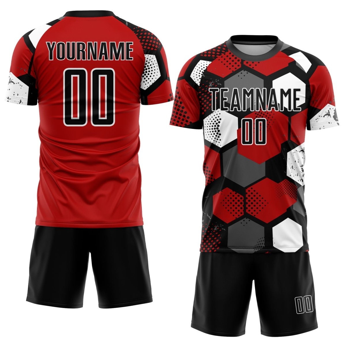 Benutzerdefiniertes Rot - Schwarz - Weißes Sublimations - Soccer - Trikot T160 - Climcat