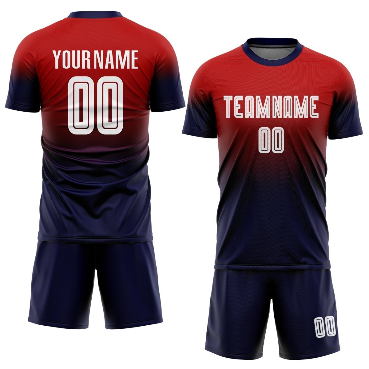Benutzerdefiniertes Rot - Weiß - Navy Sublimations - Fade Fashion Fußballtrikot P134 - Climcat