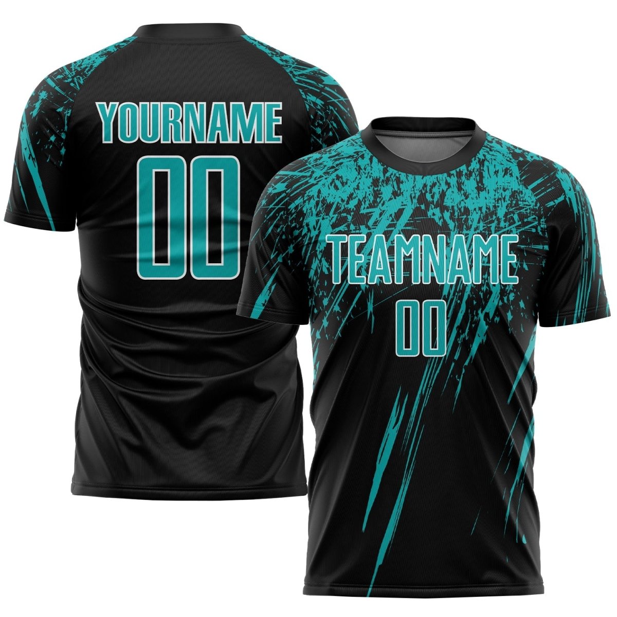Benutzerdefiniertes Schwarz - Aqua - Weiße Sublimations - Fußballtrikot U915 - Climcat