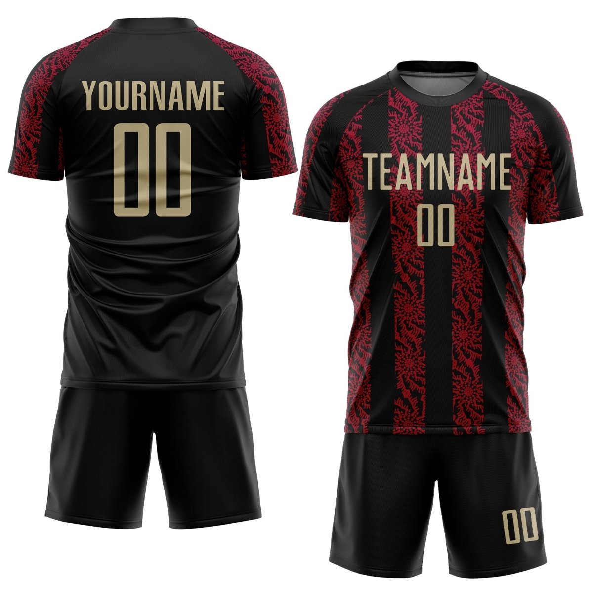 Benutzerdefiniertes Schwarz - Gold - Rotes Sublimations - Soccer - Trikot O124 - Climcat