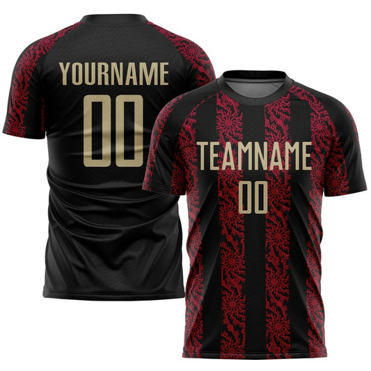 Benutzerdefiniertes Schwarz - Gold - Rotes Sublimations - Soccer - Trikot O124 - Climcat