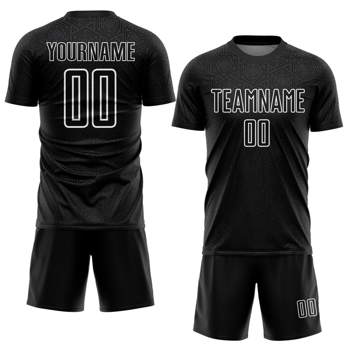 Benutzerdefiniertes Schwarz - Weiß Geometrisches Muster Sublimations - Fußballtrikot F125 - Climcat