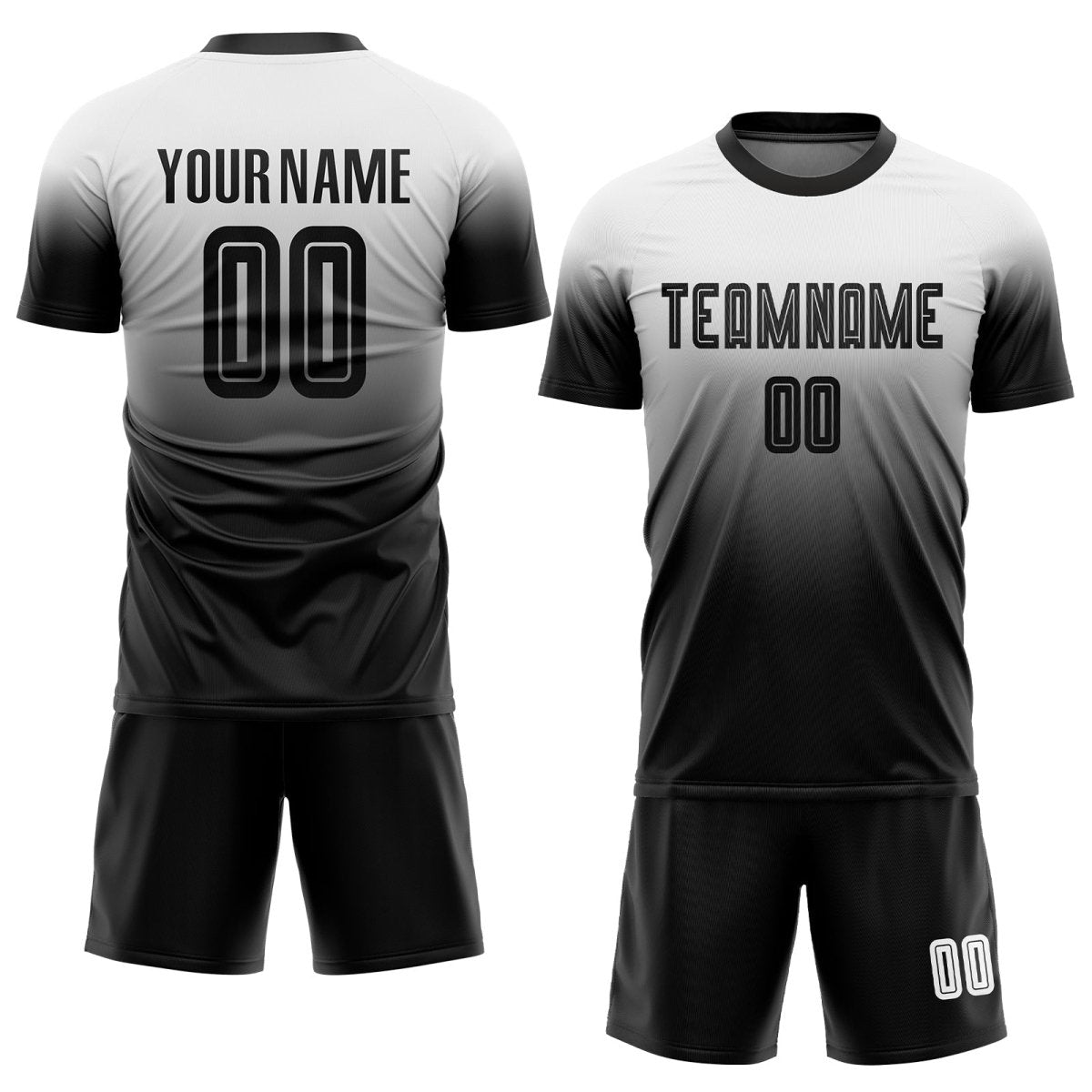 Benutzerdefiniertes Schwarz - Weiß Sublimations - Fade Fashion Fußballtrikot K391 - Climcat
