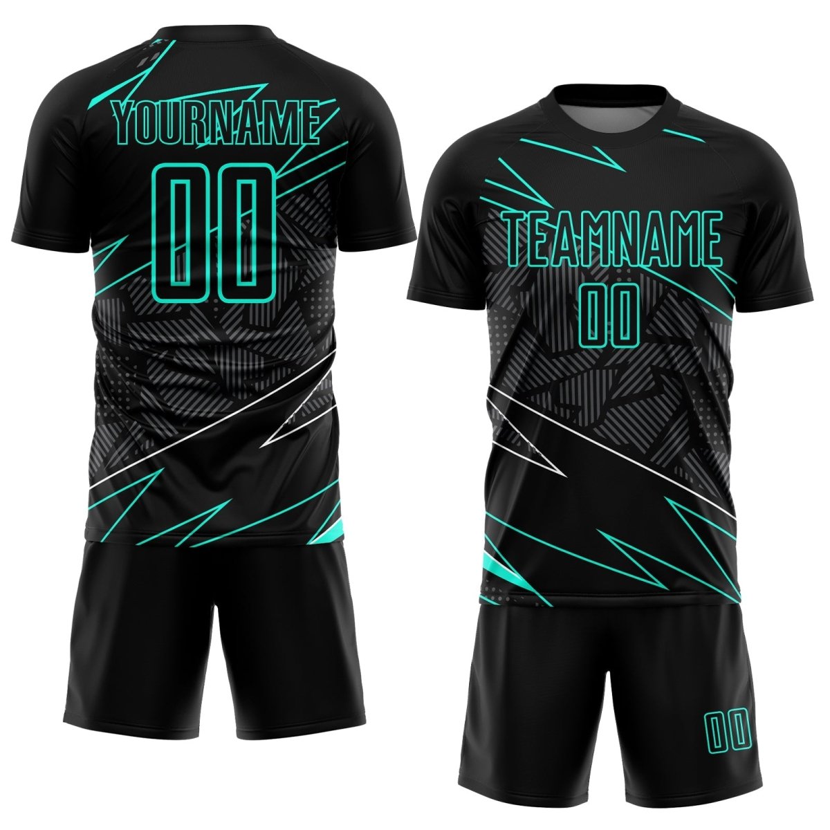 Benutzerdefiniertes schwarzes Aqua - Linien - Sublimations - Fußballtrikot S910 - Climcat