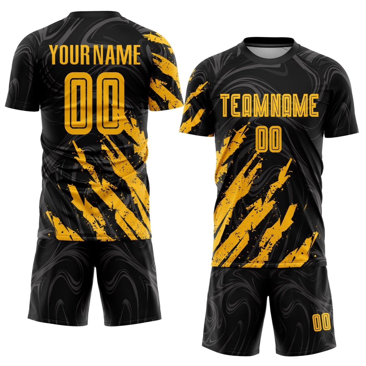 Benutzerdefiniertes Schwarzes Gold Sublimations - Fußballtrikot U481 - Climcat