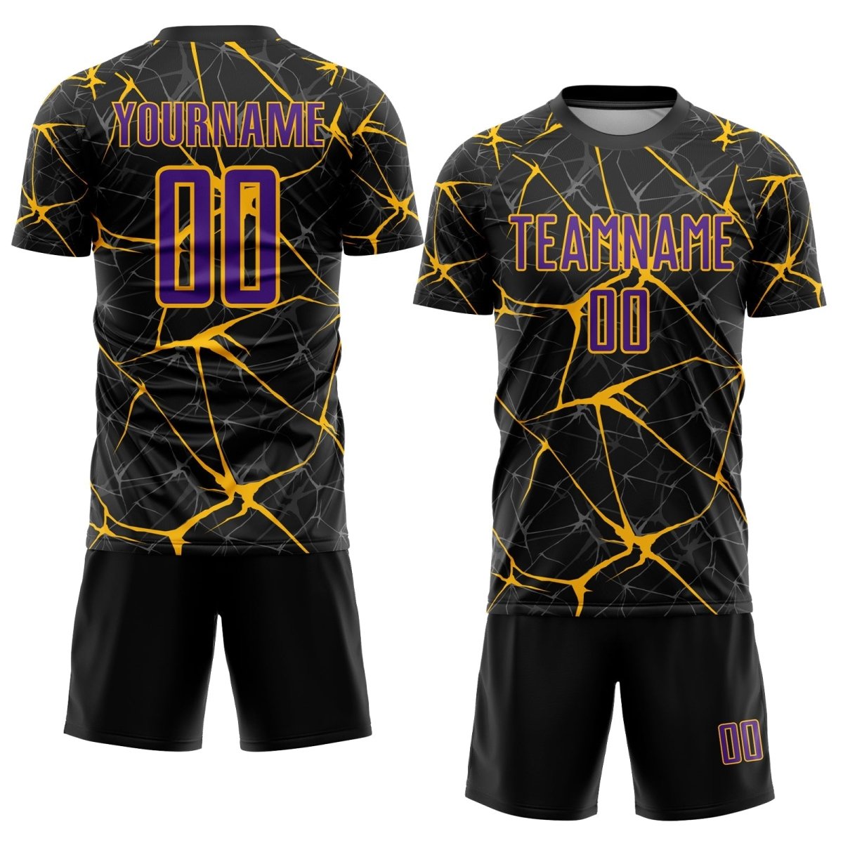Benutzerdefiniertes schwarzes lila - goldenes Sublimations - Soccer - Trikot Z439 - Climcat