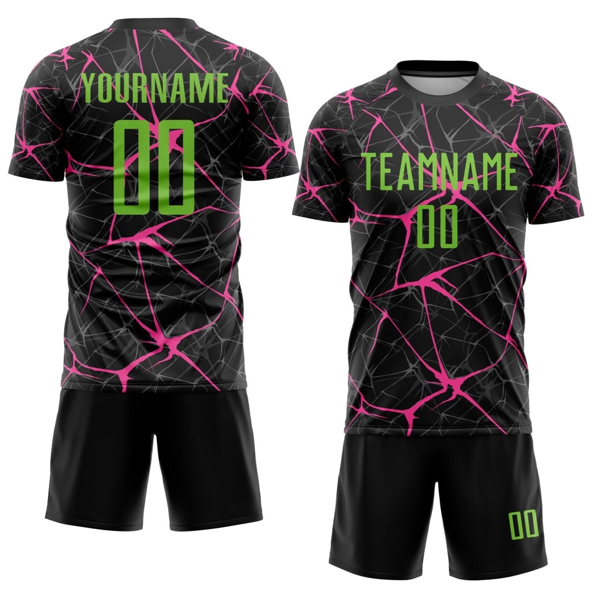 Benutzerdefiniertes schwarzes Neon - Grün - Rosa Sublimations - Fußballtrikot A381 - Climcat