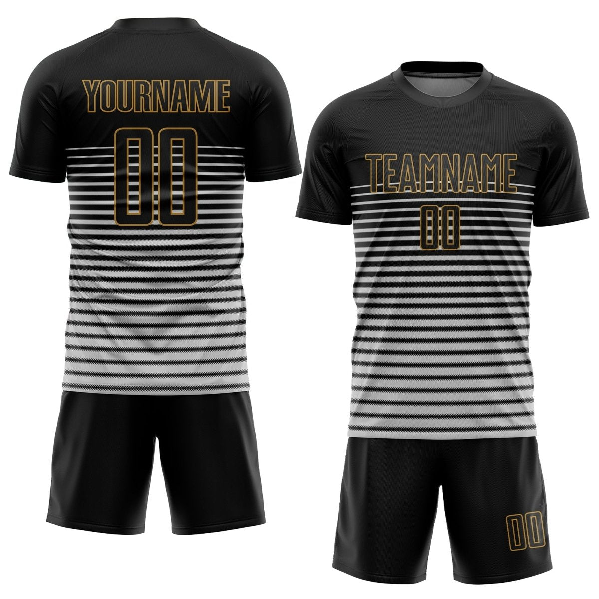 Benutzerdefiniertes schwarzes Schwarz - Altgold Sublimationsfußballtrikot O367 - Climcat