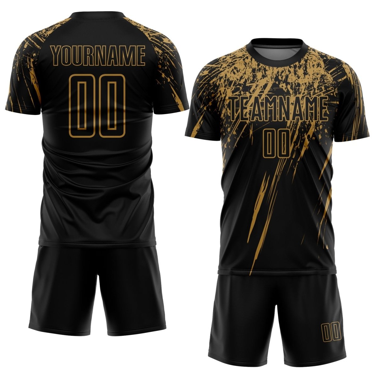Benutzerdefiniertes schwarzes und altes Gold Sublimations - Fußballtrikot Z633 - Climcat