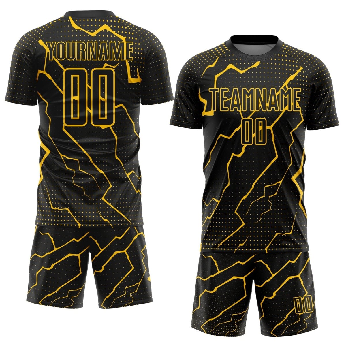 Benutzerdefiniertes schwarzes und gelbes Blitz - Sublimations - Fußballtrikot U426 - Climcat