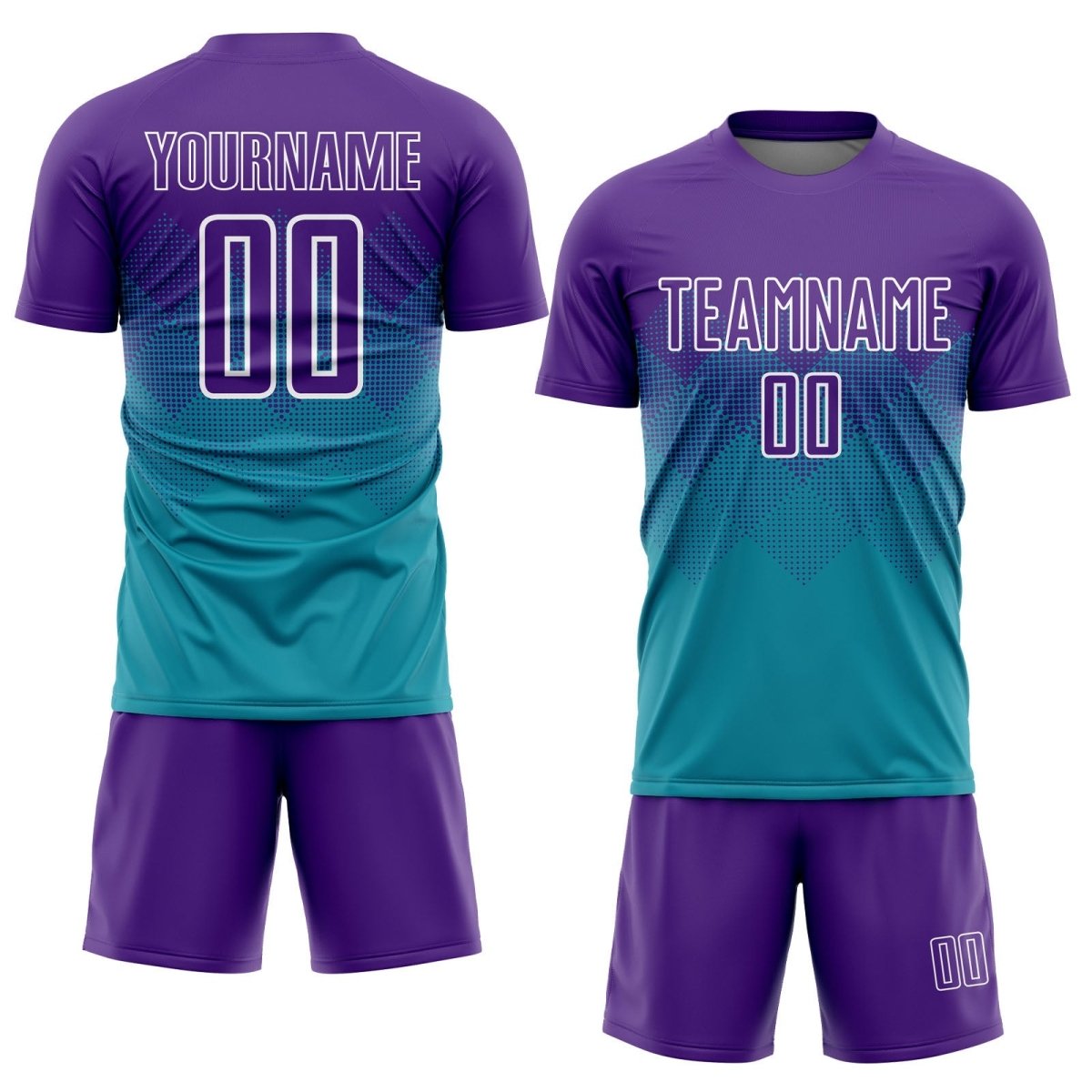 Benutzerdefiniertes Teal - Lila - Weiße Sublimations - Fußballtrikot Z901 - Climcat