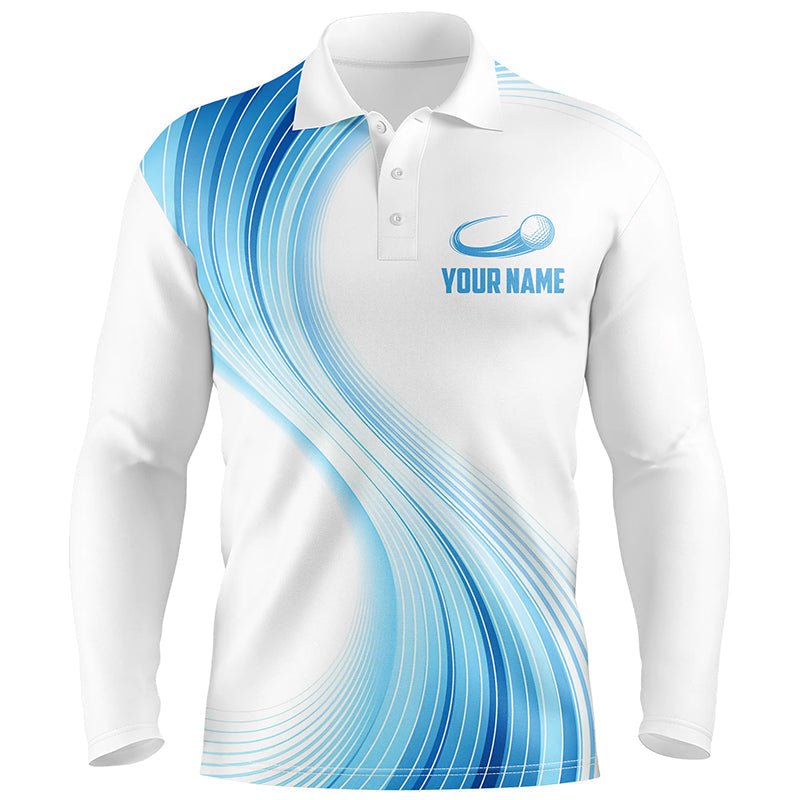 Blau Weiß Verlauf Herren Golf Polo Shirts Personalisierte Golfshirts für Männer Personalisierte Golfgeschenke L1317 - Climcat