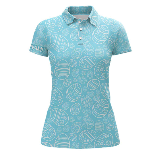 Blaue Ostereier Damen Golf Polo Shirt Personalisierte Ostertags Lustige Golf Tops Für Frauen Golf Geschenk L1337 - Climcat