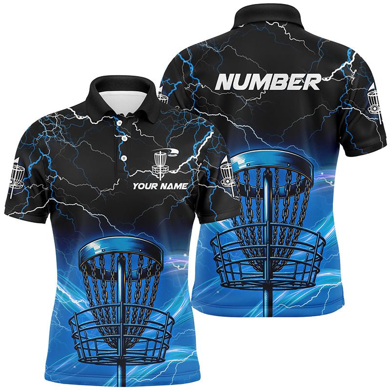 Blitz und Donner Disc Golf Korb - Herren Polo-Shirts mit individuellem Disc Golf Design N7316 - Climcat