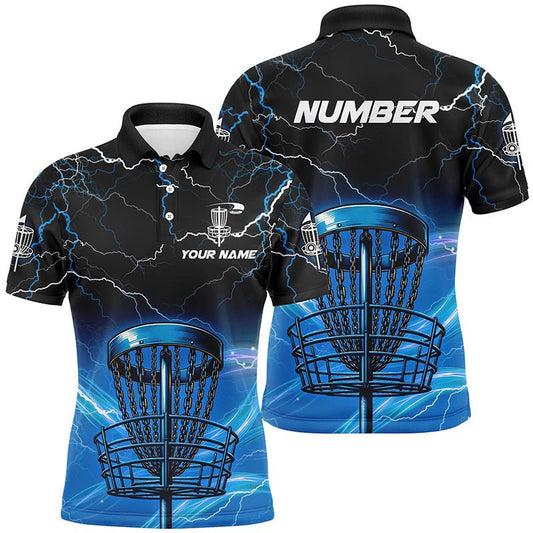 Blitz und Donner Disc Golf Korb - Herren Polo-Shirts mit individuellem Disc Golf Design N7316 - Climcat