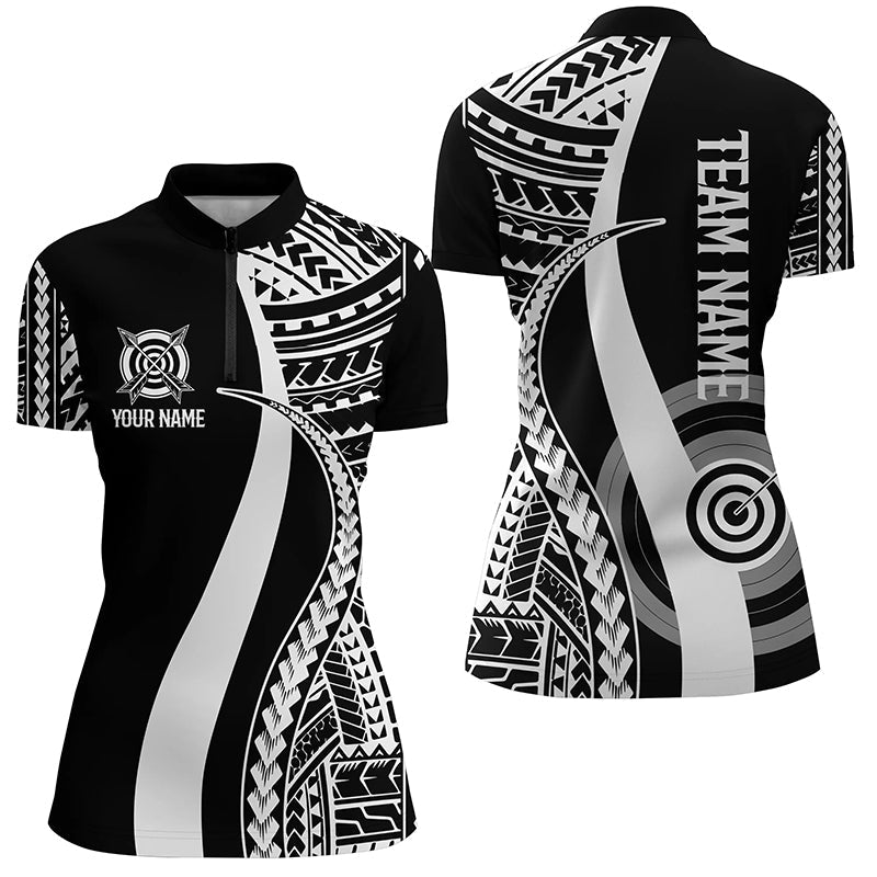 Bogenschieß Poloshirts Unisex - Individuell Schwarz - Weiß Tribal - Muster Team & Wettkampf T0647 - Climcat