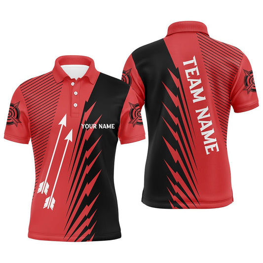 Bogenschießen Poloshirt Personalisiert mit Namen - Rot Schwarz Pfeile Design - Für Herren & Damen - T0606 - Climcat