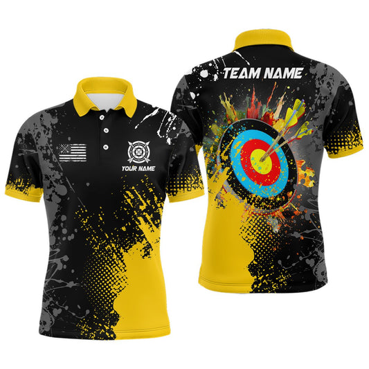 Bogenschießen Poloshirt Personalisiert mit Wunschname - Gelbes 3D Ziel Design - Herren & Damen T1191 - Climcat