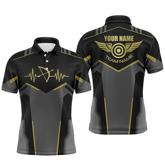 Bogenschießen Poloshirt Personalisiert mit Wunschname | Lustiger Herzschlag | Unisex | Gelb T0616 - Climcat