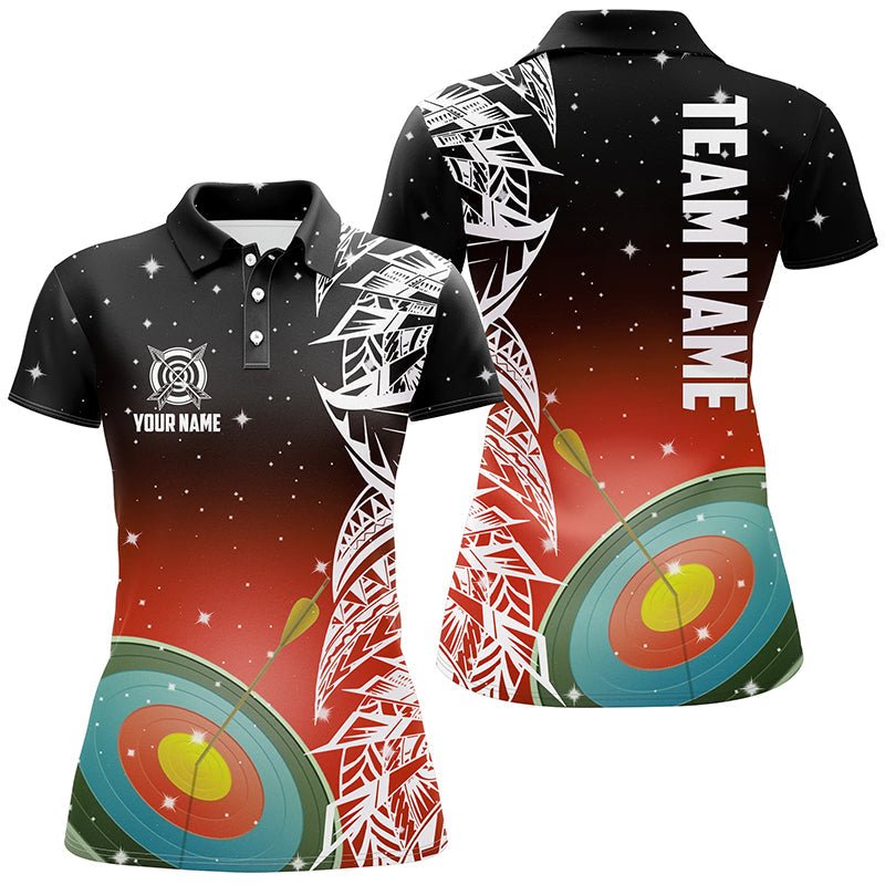 Bogenschießen Poloshirt / Trikot Unisex personalisiert - 3D Ziel & Rotes Galaxie Muster - Team / Liga T1084 - Climcat