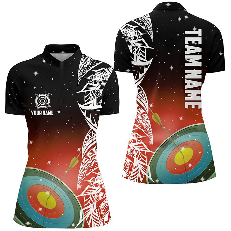 Bogenschießen Poloshirt / Trikot Unisex personalisiert - 3D Ziel & Rotes Galaxie Muster - Team / Liga T1084 - Climcat