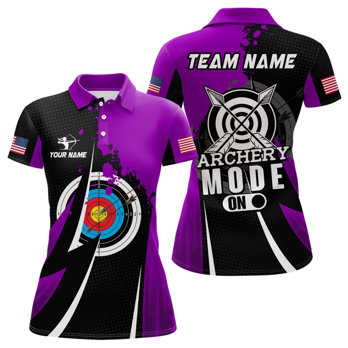 Bogenschießen Poloshirt Unisex Lila - Personalisiertes Teamshirt T0673 - Climcat