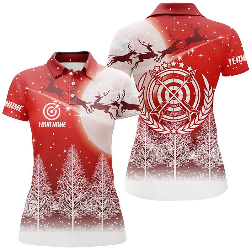 Bogenschießen Poloshirt Weihnachten Tannenbaum Design Lustig Damen Herren T0591 - Climcat