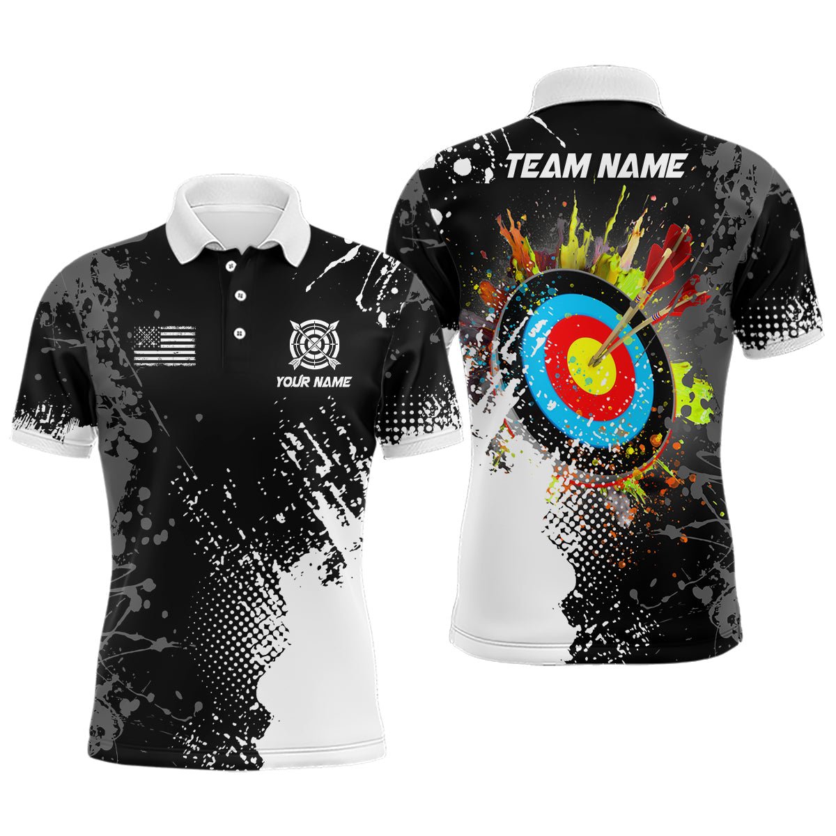 Bogenschießen Poloshirts Quarter - Zip Shirts & Jerseys für Damen & Herren - Individuelles Weißes 3D - Ziel Design T1969 - Climcat