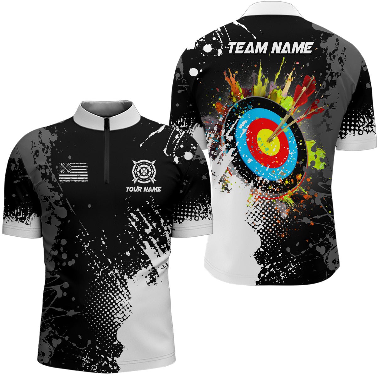 Bogenschießen Poloshirts Quarter - Zip Shirts & Jerseys für Damen & Herren - Individuelles Weißes 3D - Ziel Design T1969 - Climcat