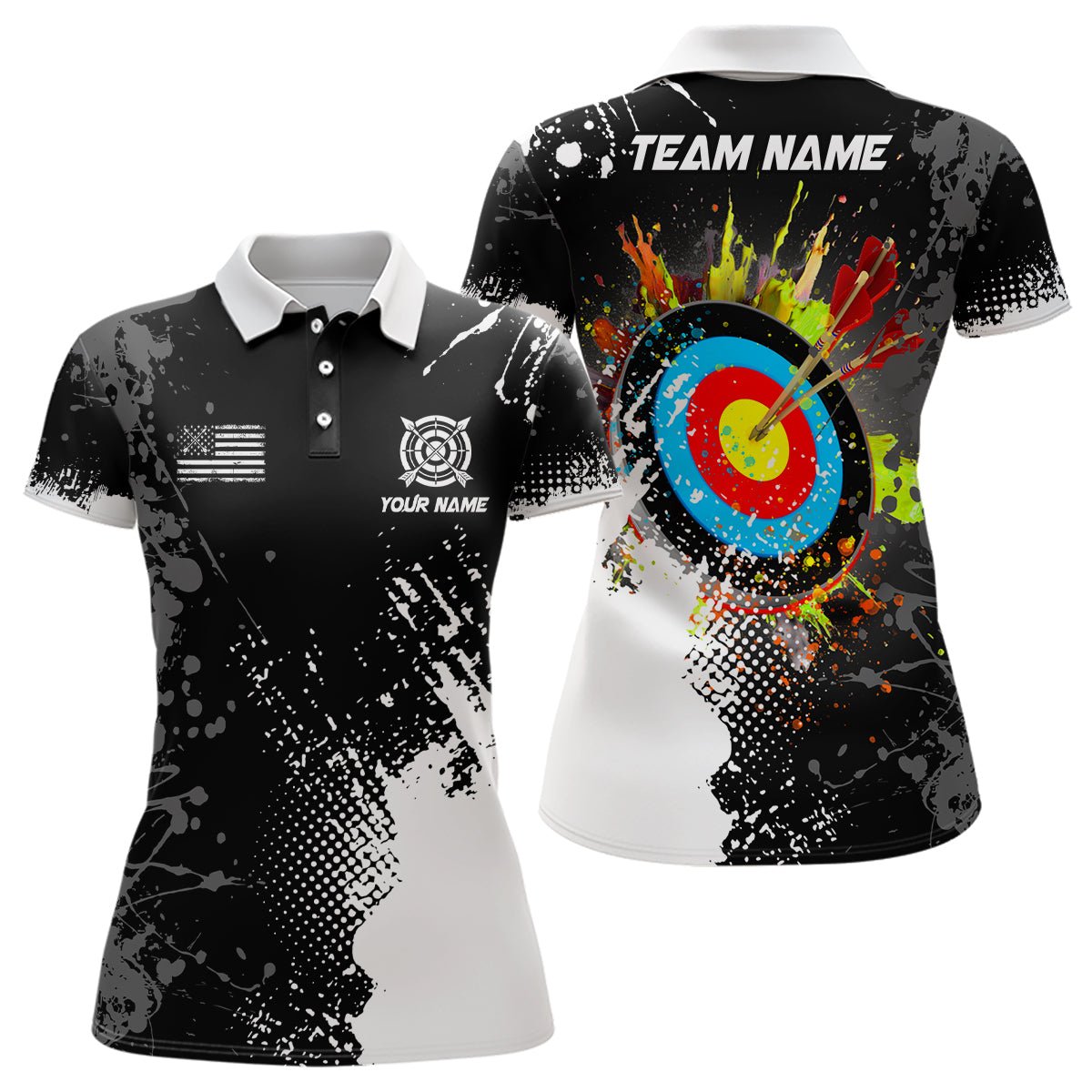 Bogenschießen Poloshirts Quarter - Zip Shirts & Jerseys für Damen & Herren - Individuelles Weißes 3D - Ziel Design T1969 - Climcat
