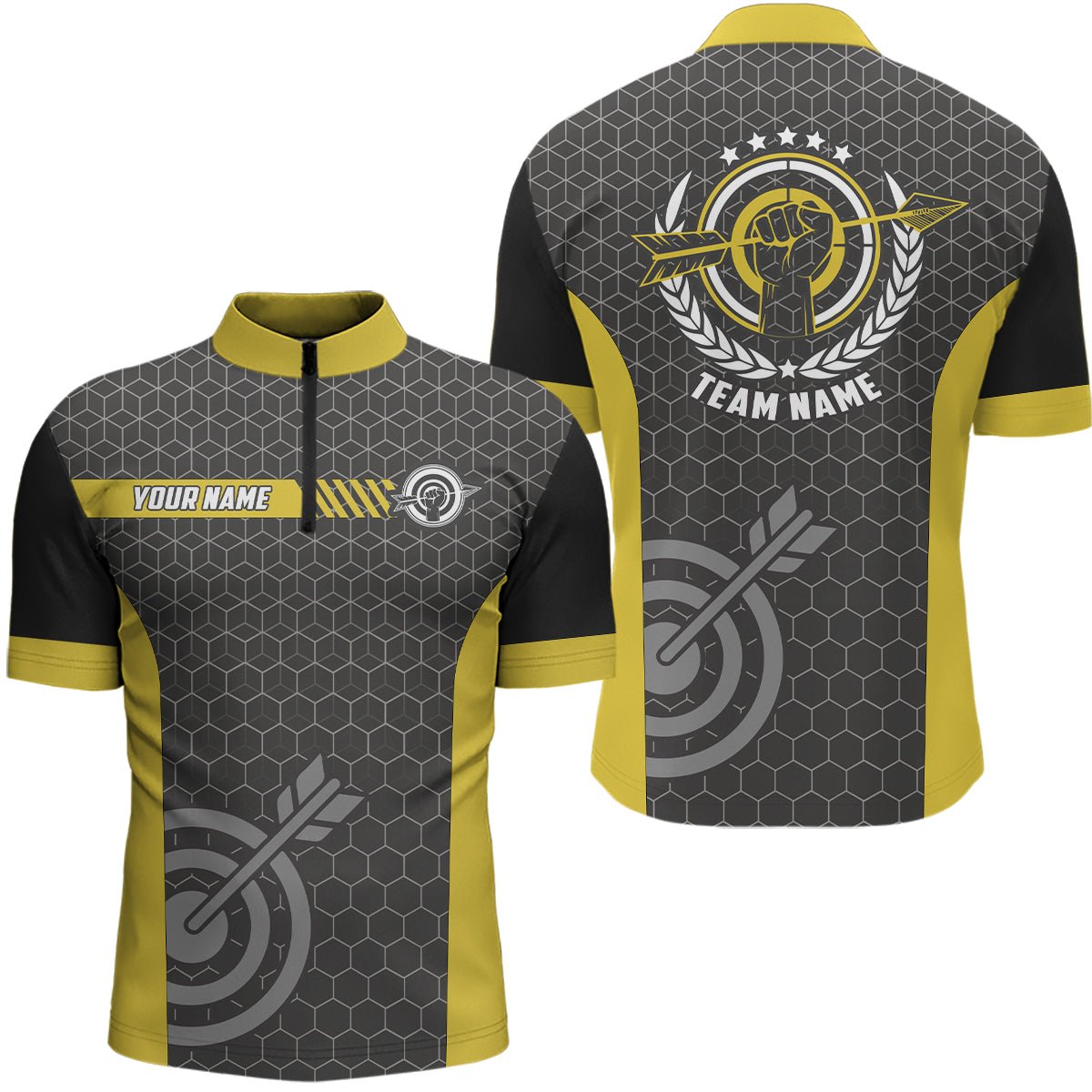 Bogenschießen Team - Poloshirt Unisex Gelb Schwarz Personalisierbar mit Teamname T0660 - Climcat