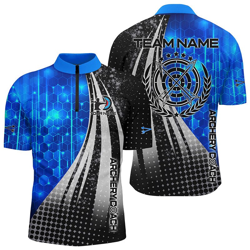 Bogenschießen Team & Trainer 3D Polo - Shirt Personalisiert Blau - Schwarz Unisex V0708 - Climcat