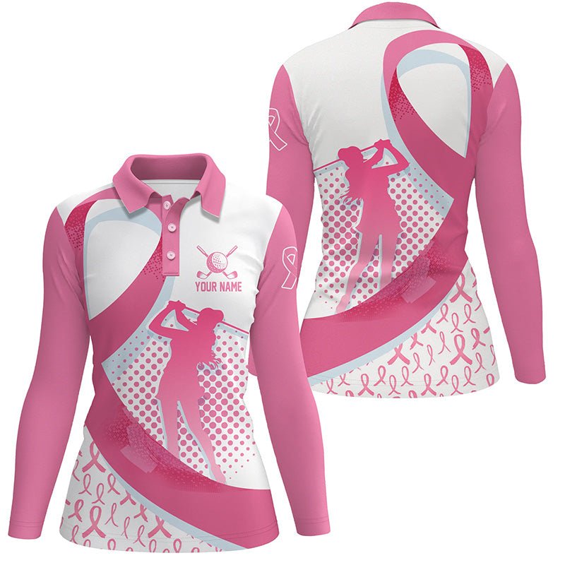 Brustkrebs-Aufklärung Golft-Shirts für Damen, individuelles Team Damen Golft-Poloshirt, Pink Ribbon Golft-Shirts N7059 - Climcat